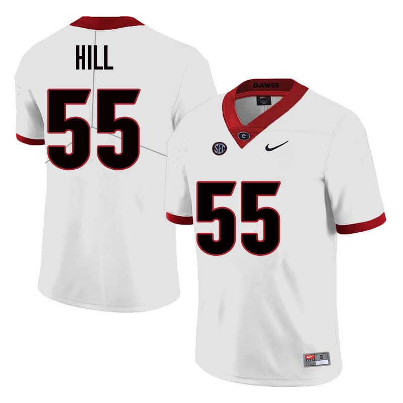 Men Georgia Bulldogs #55 Deontrey Hill College Football Jerseys Sale-White - Click Image to Close